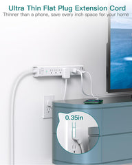 Addtam 10ft extension cord extends reach to desks and dorm rooms.