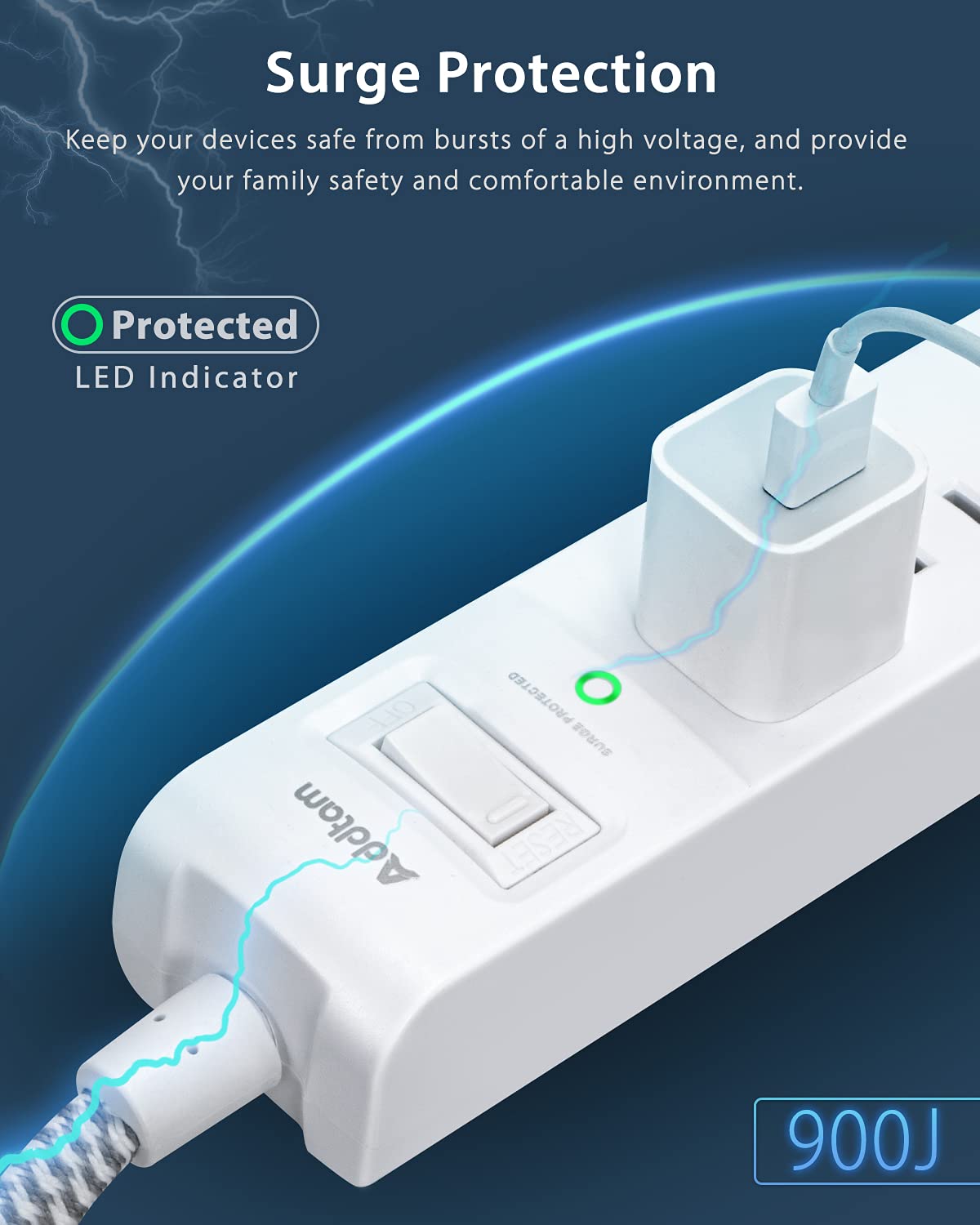 Addtam three USB ports for smart charging multiple gadgets
