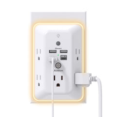 Addtam 9-in-1 USB wall outlet expands outlets and USB charging in one compact unit.
