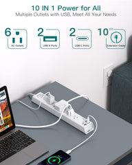 Addtam 6-outlet surge protector accommodates multiple devices at once.