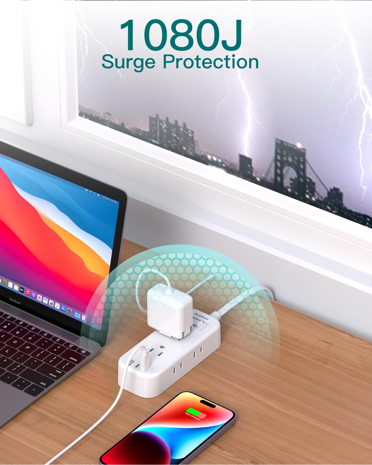 Addtam ETL/FCC-certified extension cord for reliable safety