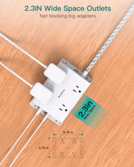 Addtam flat plug extension cord remains slim while reaching distant outlets.