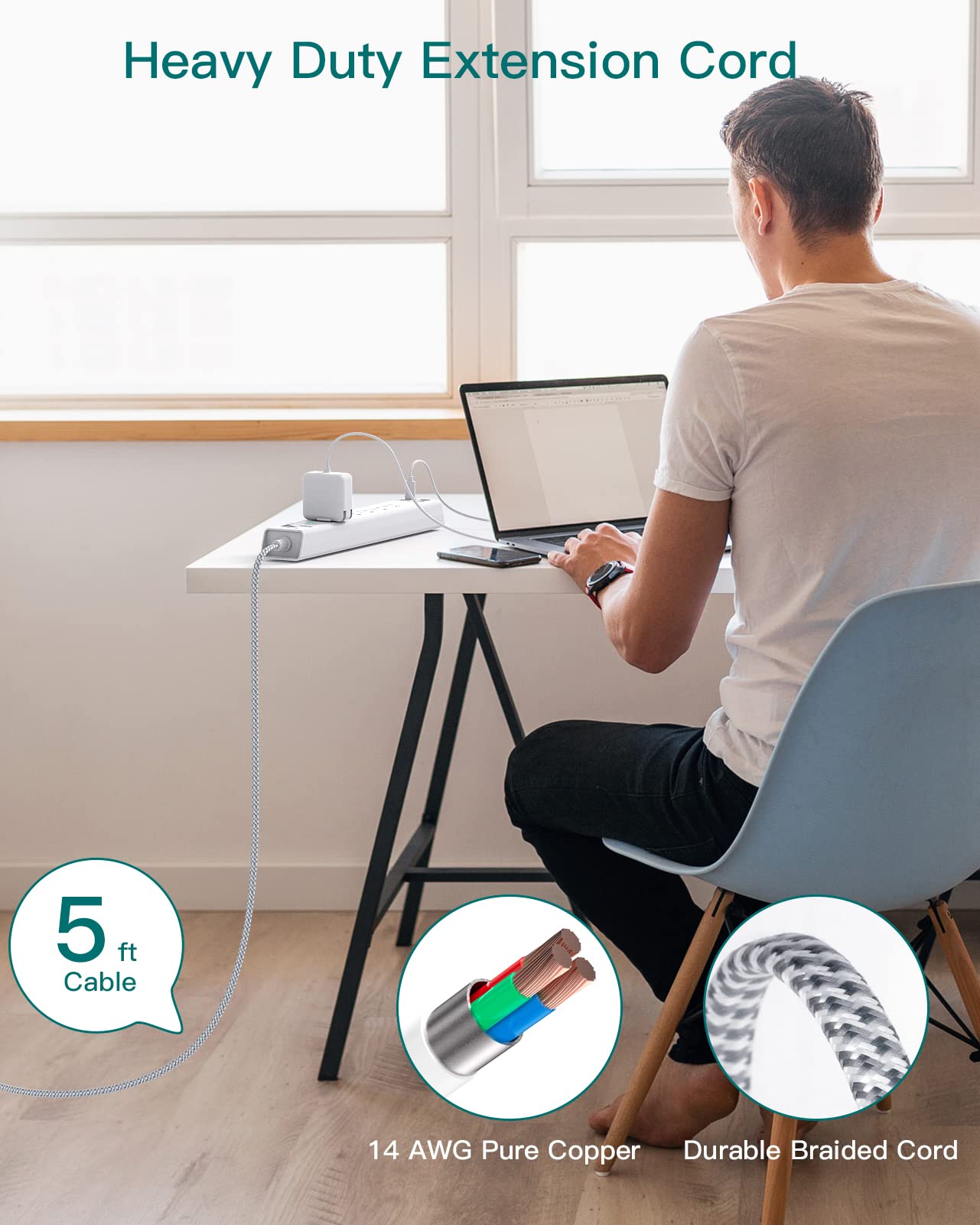 Addtam home office dorm power strip essentials keeps outlets organized.