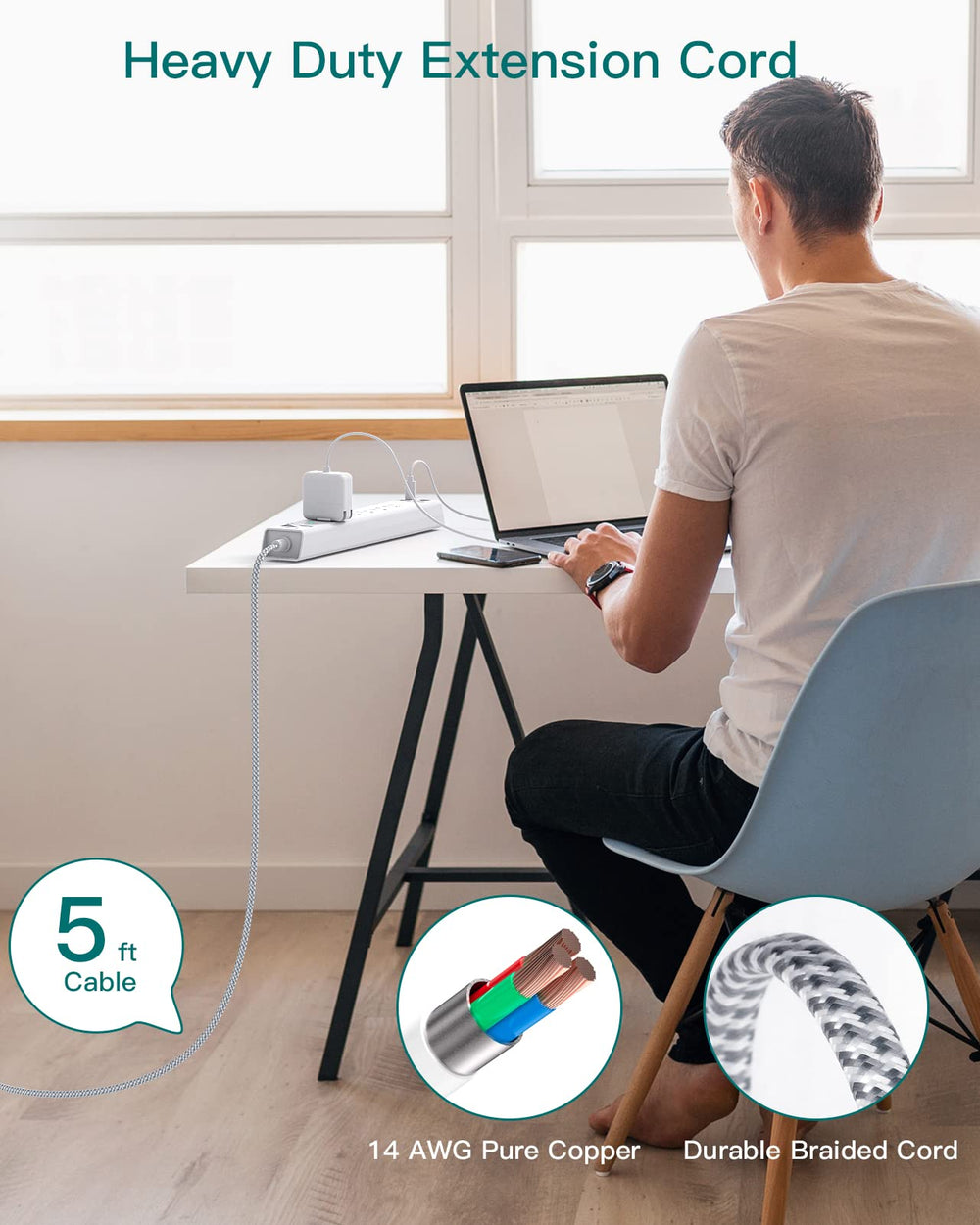 Addtam home office dorm power strip essentials keeps outlets organized.