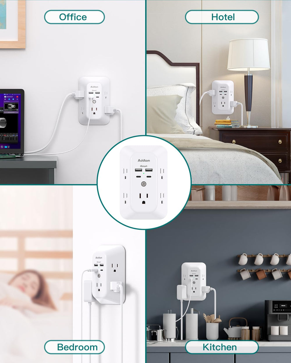Addtam back prong and screw offer stable mounting on duplex outlets.
