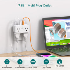 Addtam surge protector side view showing compact 0.2 lb design for travel.