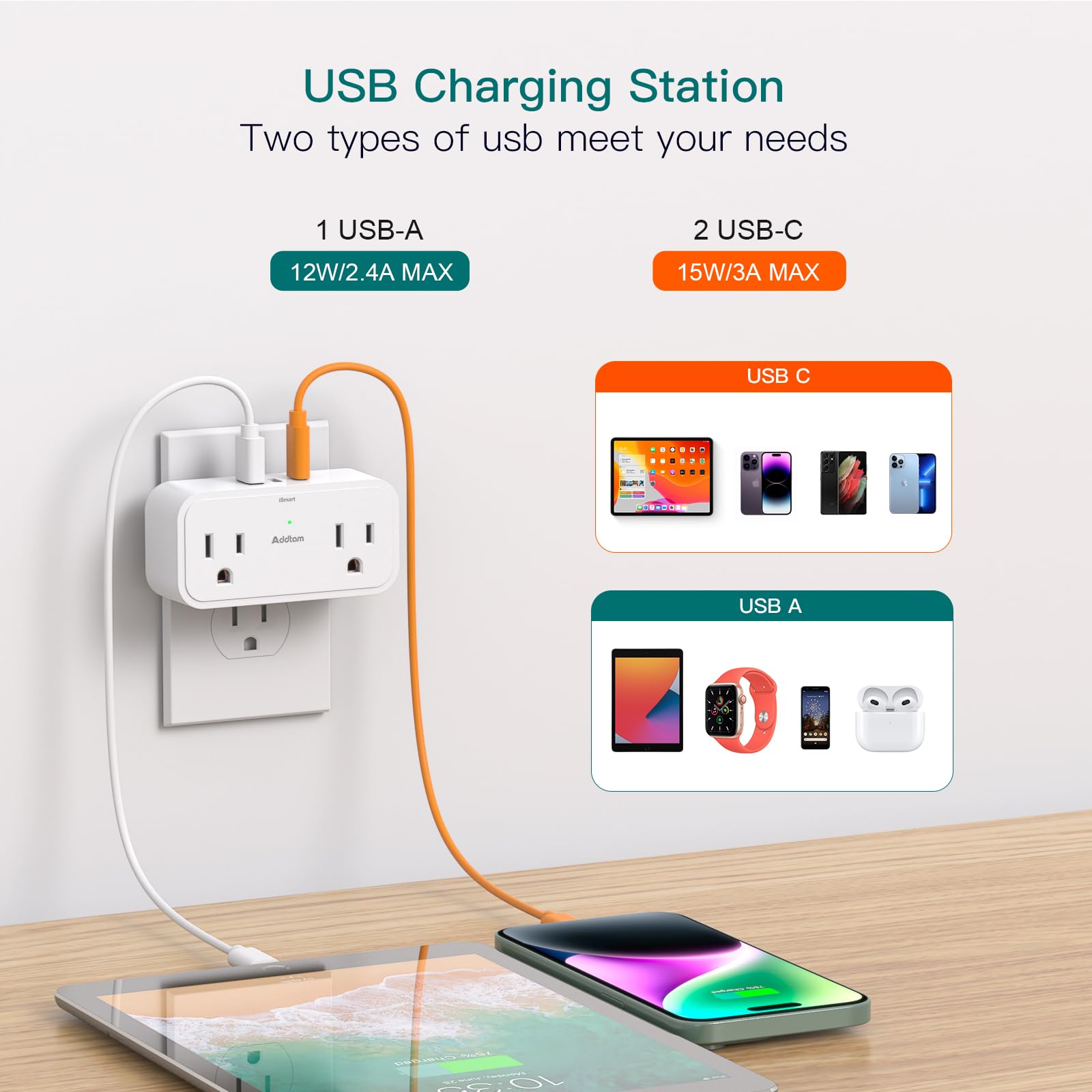 Addtam travel-size power strip fits in luggage and bags for travel.