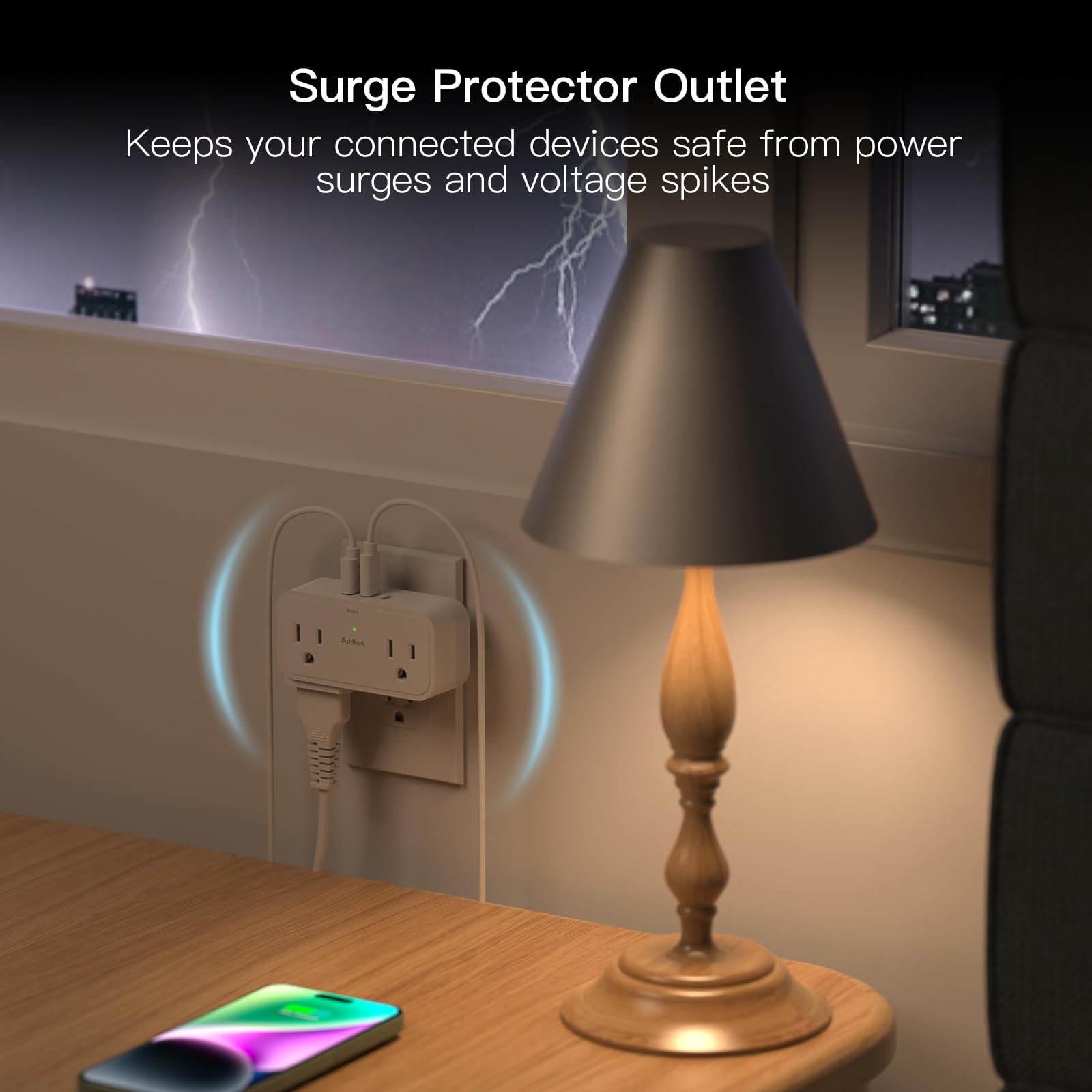 Addtam USB ports with smart charging detect devices for fast charging.