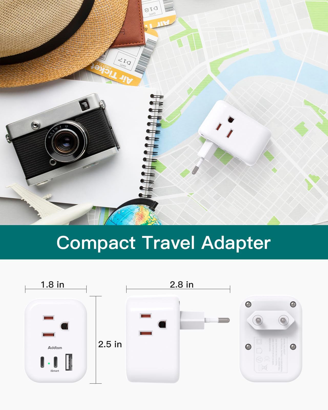 Addtam adapter supports many European countries including France, Germany, Spain, and Italy.