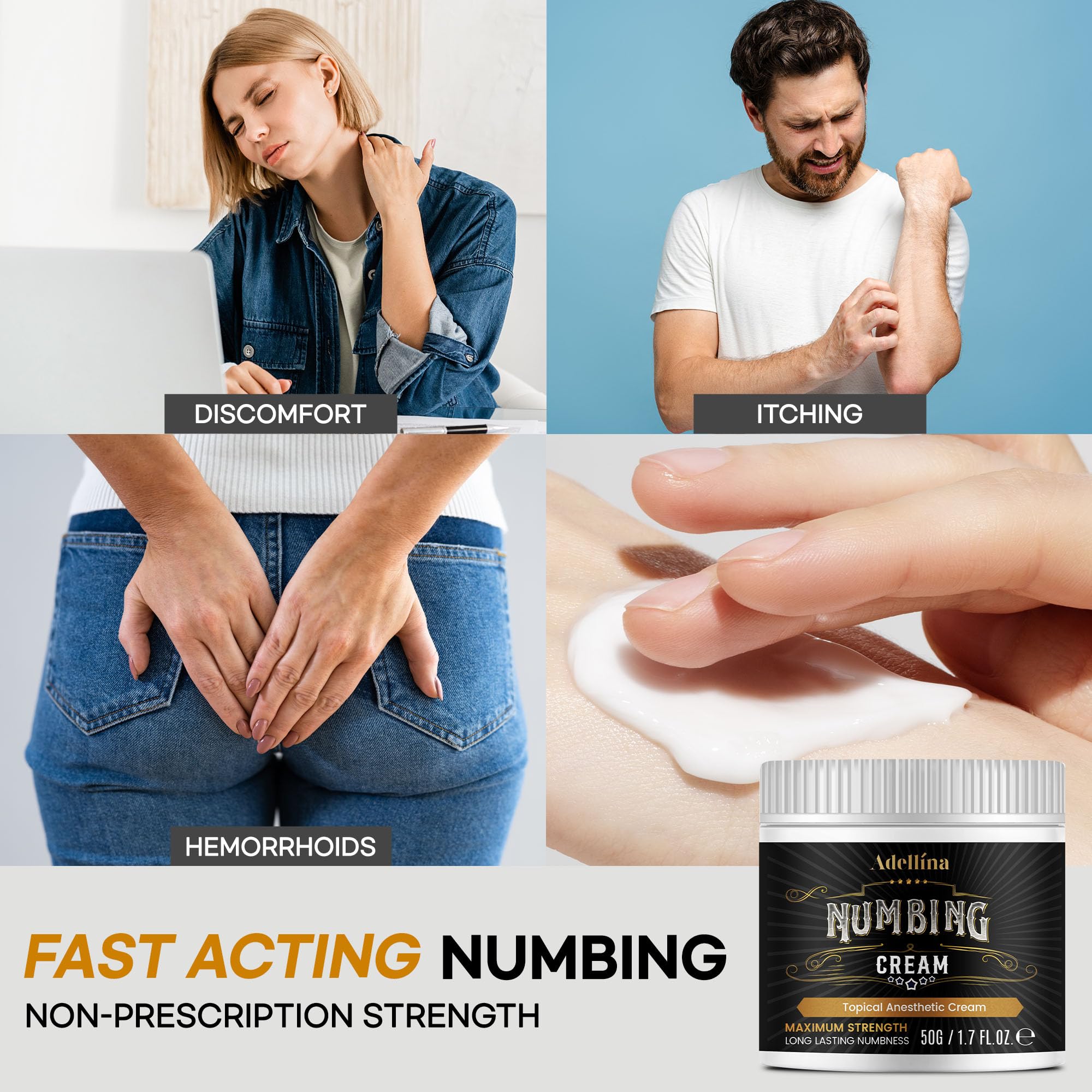 Cooling sensation from Adellina Numbing Cream on skin.