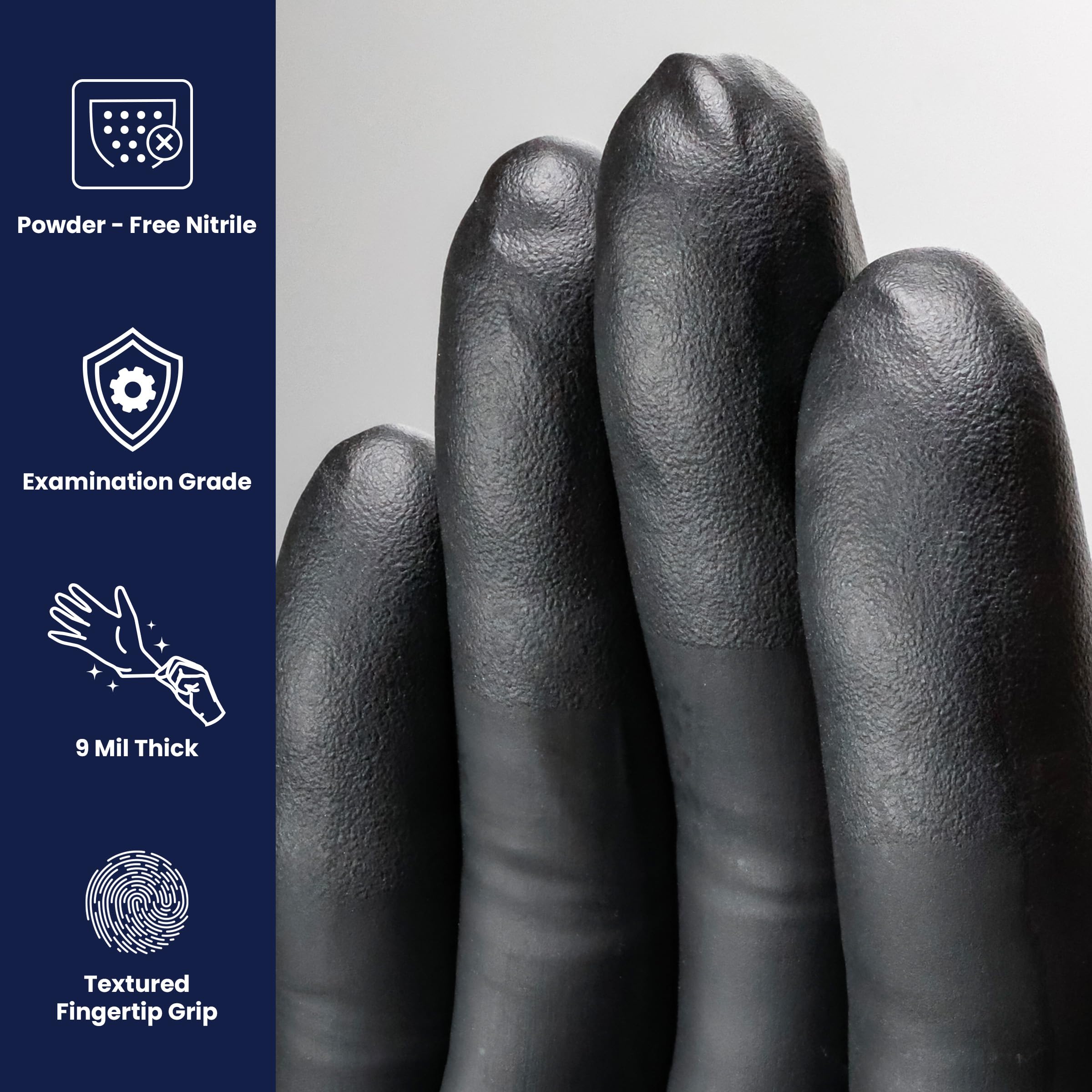 Adenna Dark Light 9mil gloves with textured grip for secure handling in wet conditions.