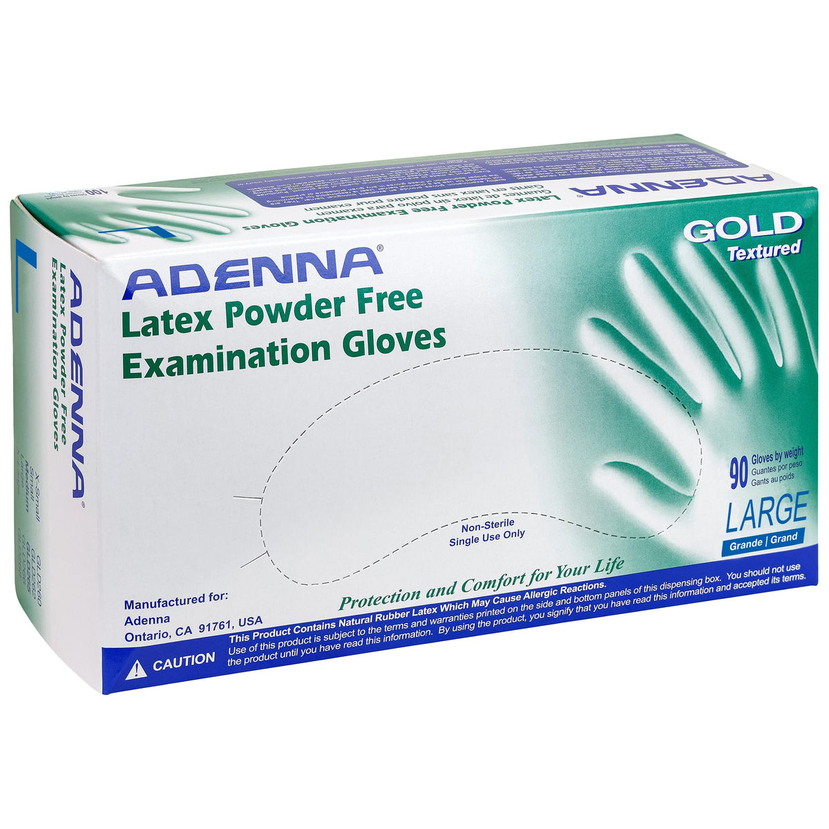 Adenna GOLD gloves with 6mil textured grip for precise handling in medical settings.