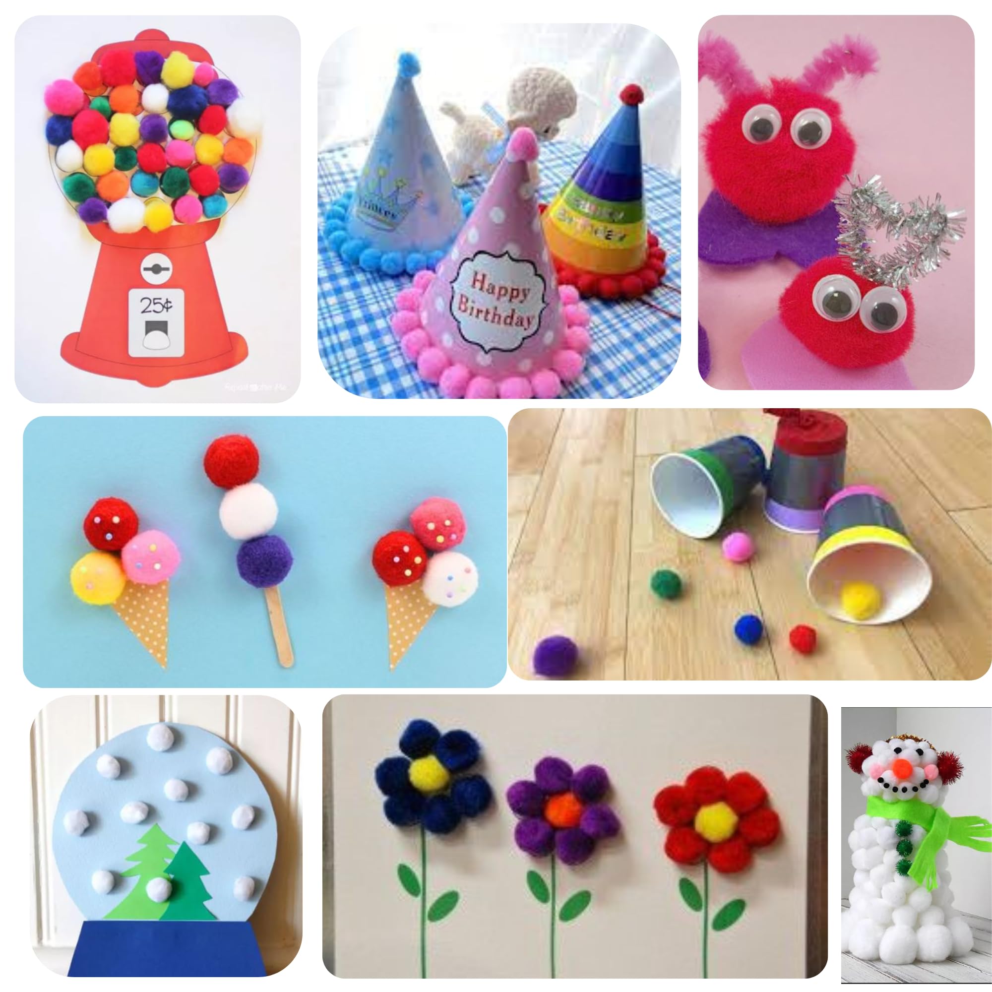 Adeweave colorful pom poms for kids crafts and learning activities.