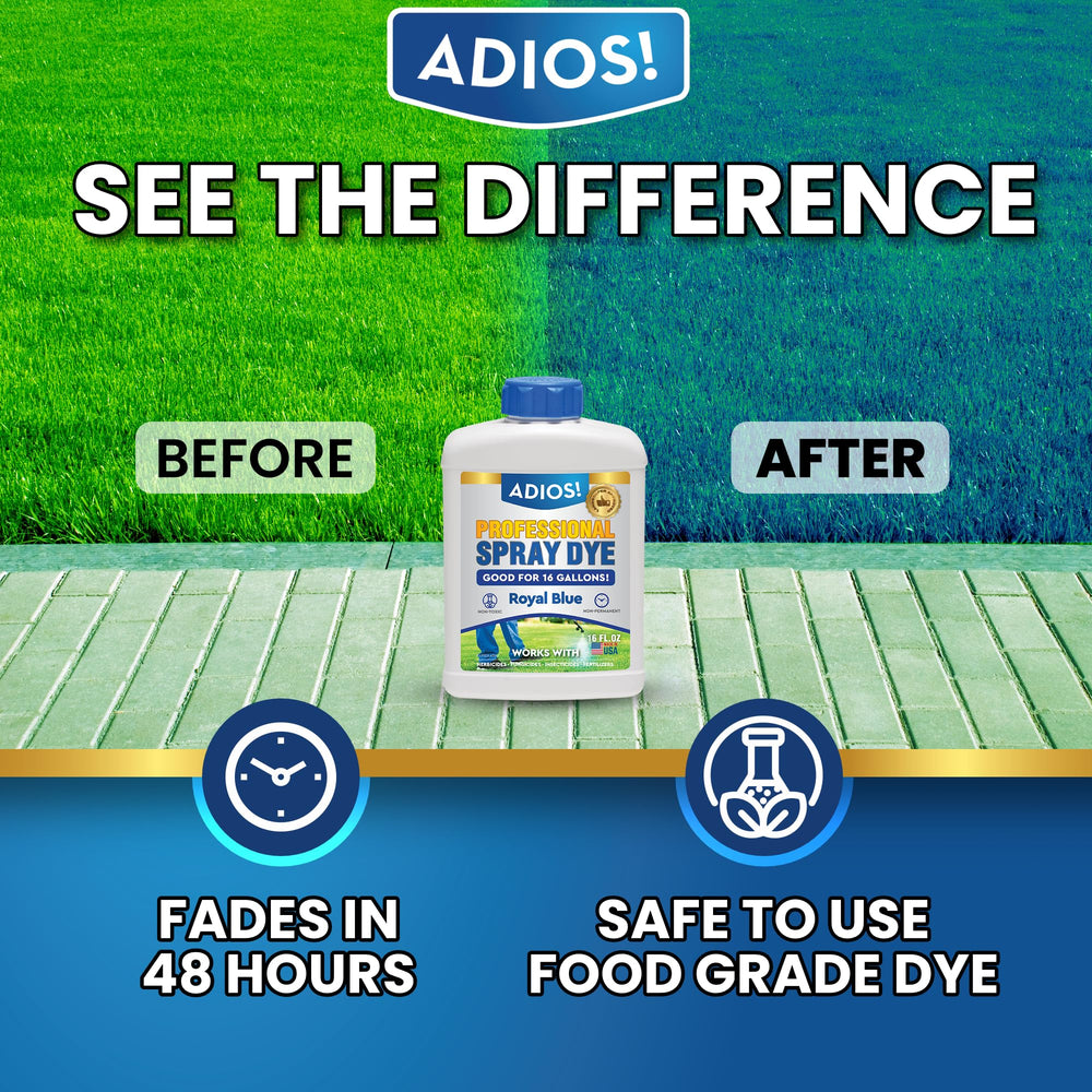 ADIOS! blue lawn indicator on turf helps save time during treatments