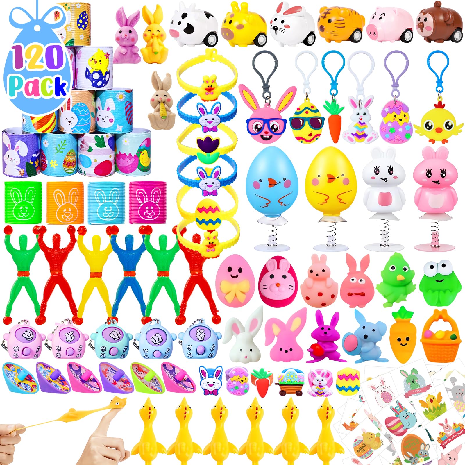 Adisher 120-pack Easter basket fillers display for kids' egg hunts