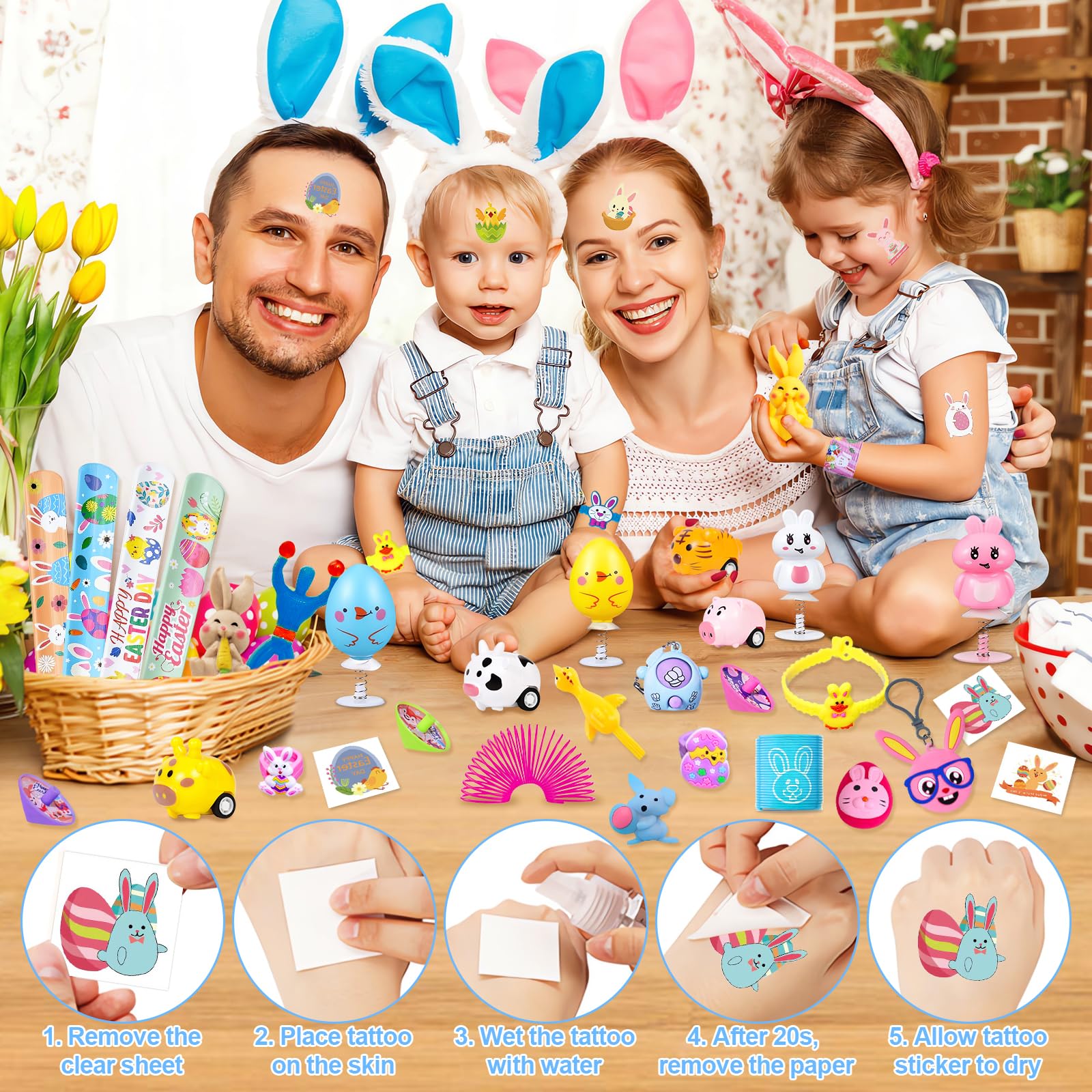 Adisher Easter gifts include pull-back cars and stamps for interactive play