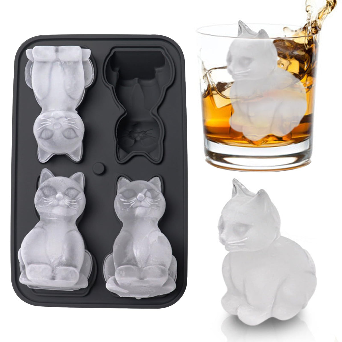 Admaison cat ice cube mold for whiskey and cocktails, fun cat-shaped cooling.