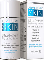 Admire My Skin dark spot corrector bottle for the face targets discoloration and brightens.