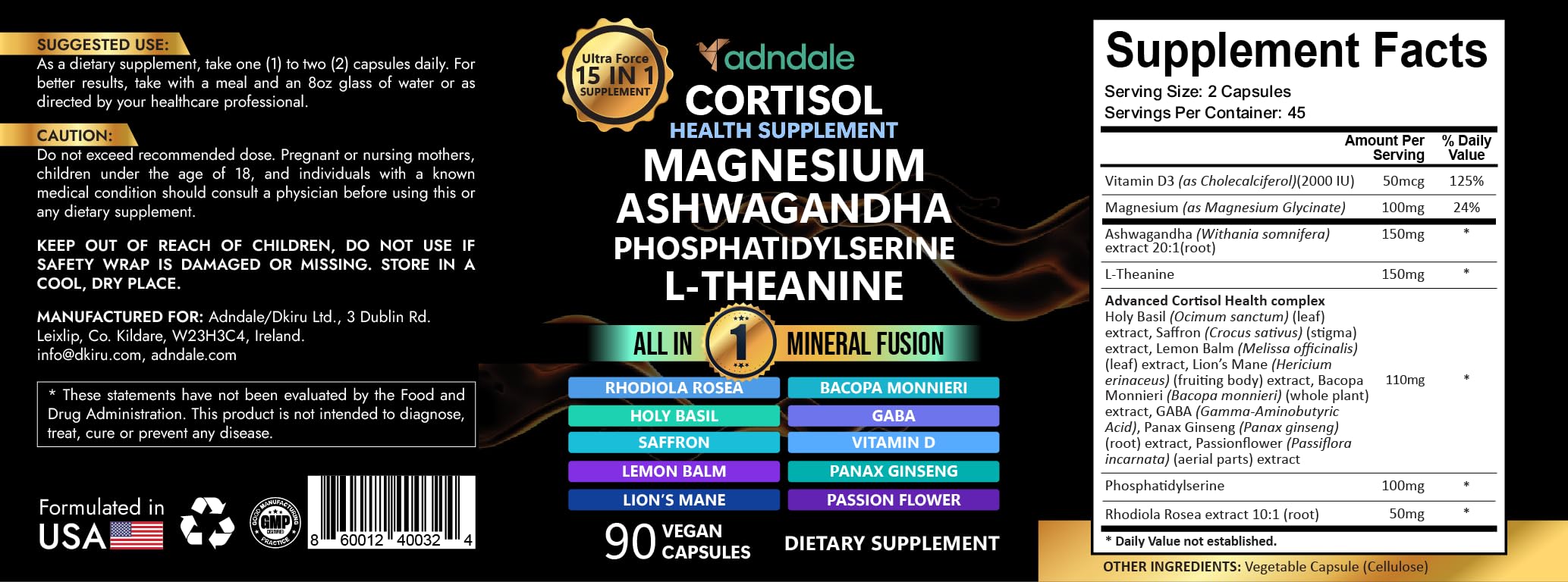 Adndale Cortisol L-theanine depiction for calm focus.