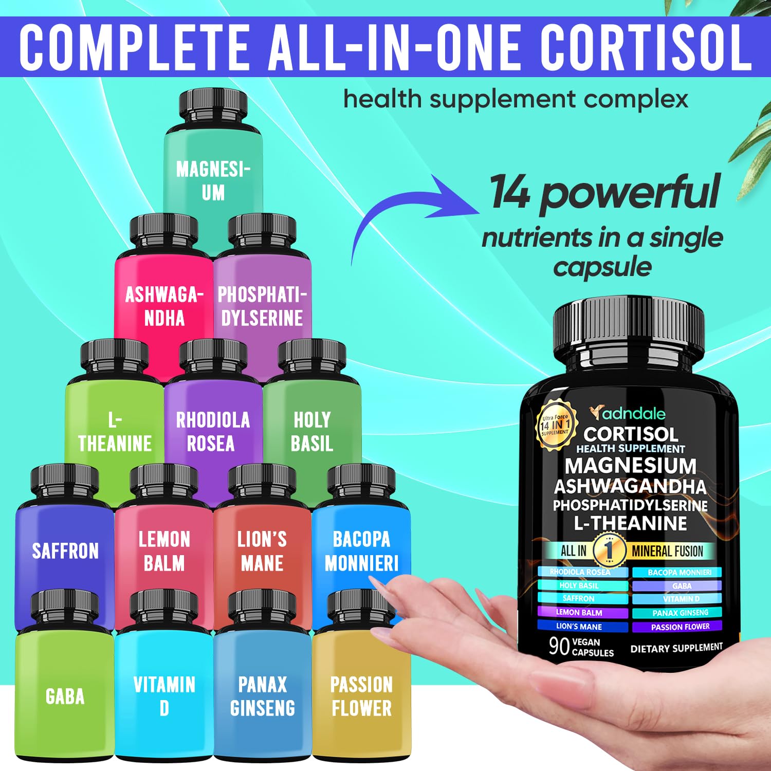 Adndale Cortisol magnesium glycinate image highlighting essential mineral support.