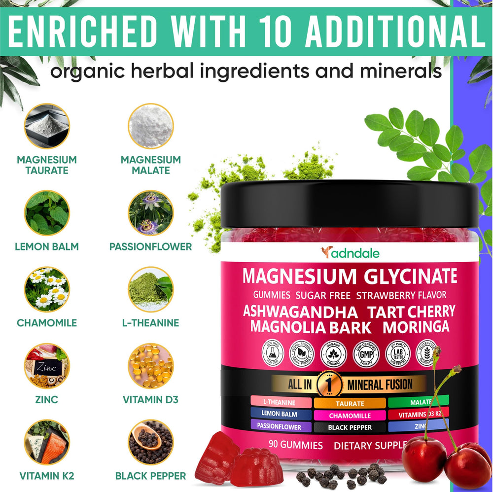 Adndale packaging shows strawberry-flavored gummies for family-friendly daily use.