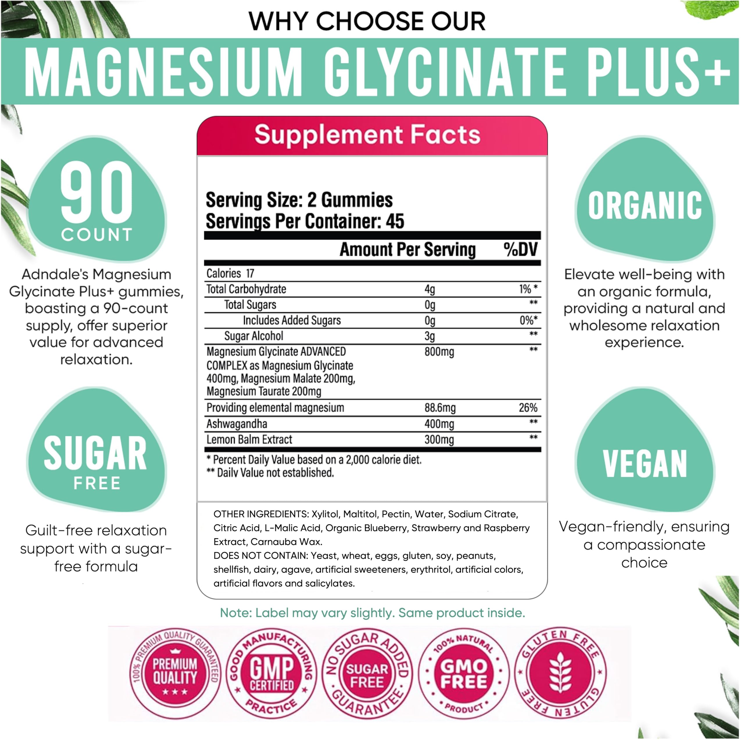 Adndale triple magnesium complex gummies balance minerals.