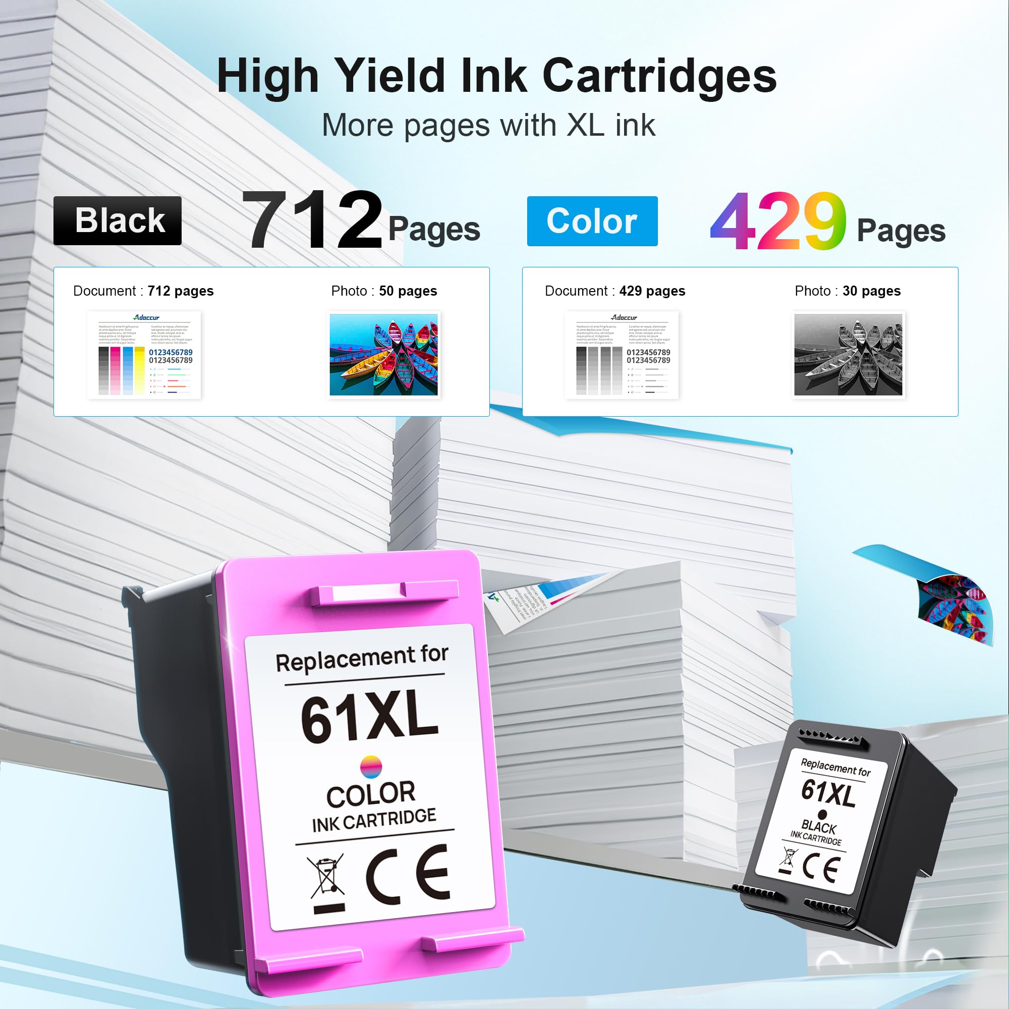 Adoccur 61XL cartridge installed in printer for quick replacement.