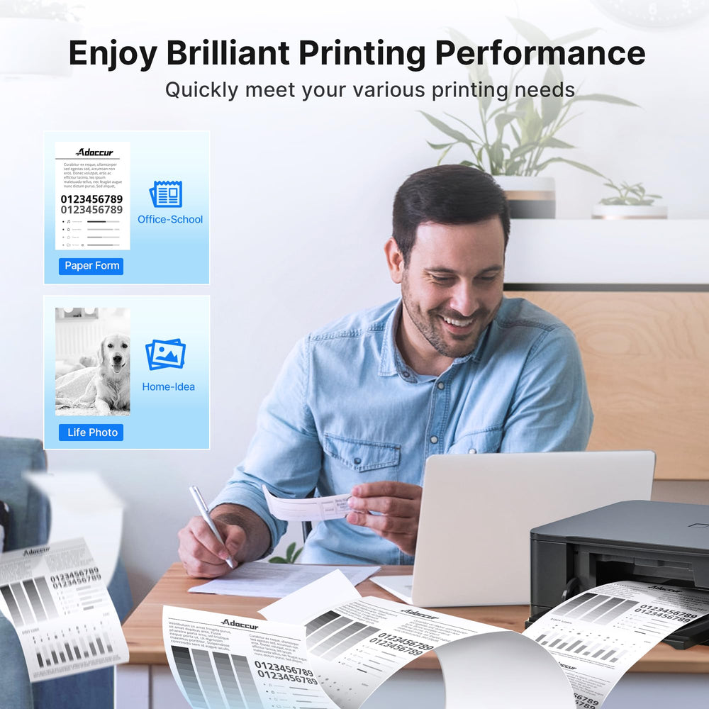 Adoccur 67XL in-printer scene suggests easy replacement and continuous printing.