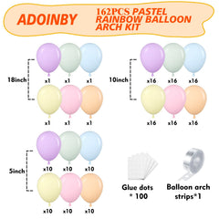 ADOINBY pastel rainbow balloon arch kit ready for events