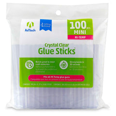 AdTech Hi-Temp mini glue sticks crystal-clear finish for quick, clean craft bonding.