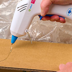 AdTech hot glue sticks 10-inch clear with glue gun shows full-size gun compatibility.