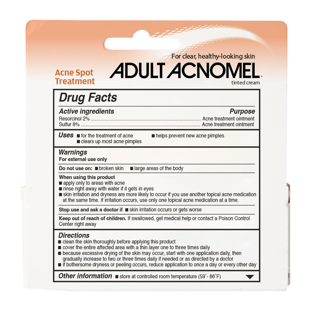 Adult Acnomel packaging side view reflects discreet home skincare.