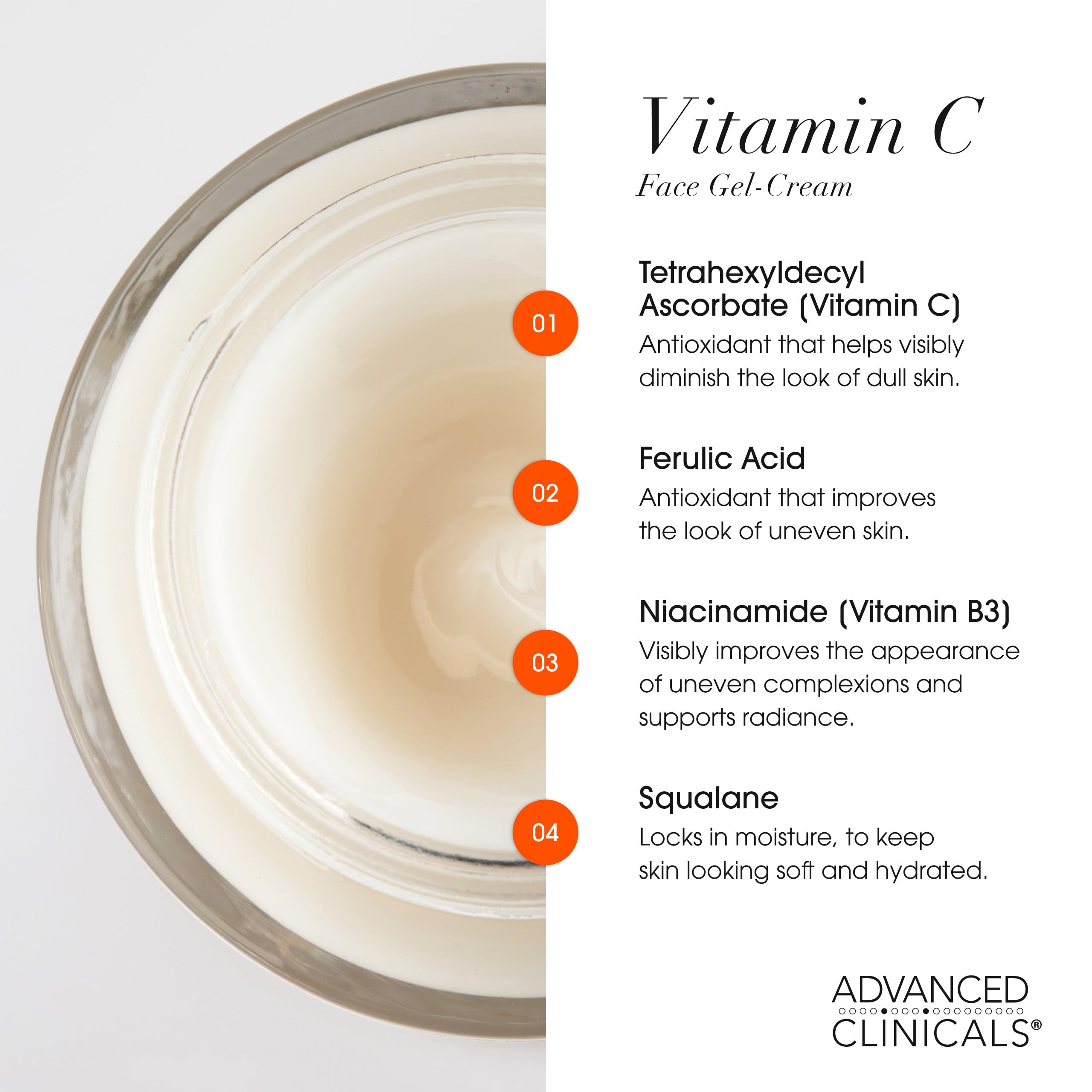 Advanced Clinicals Brightening Vitamin C Face Cream Gel on clean face for quick absorption