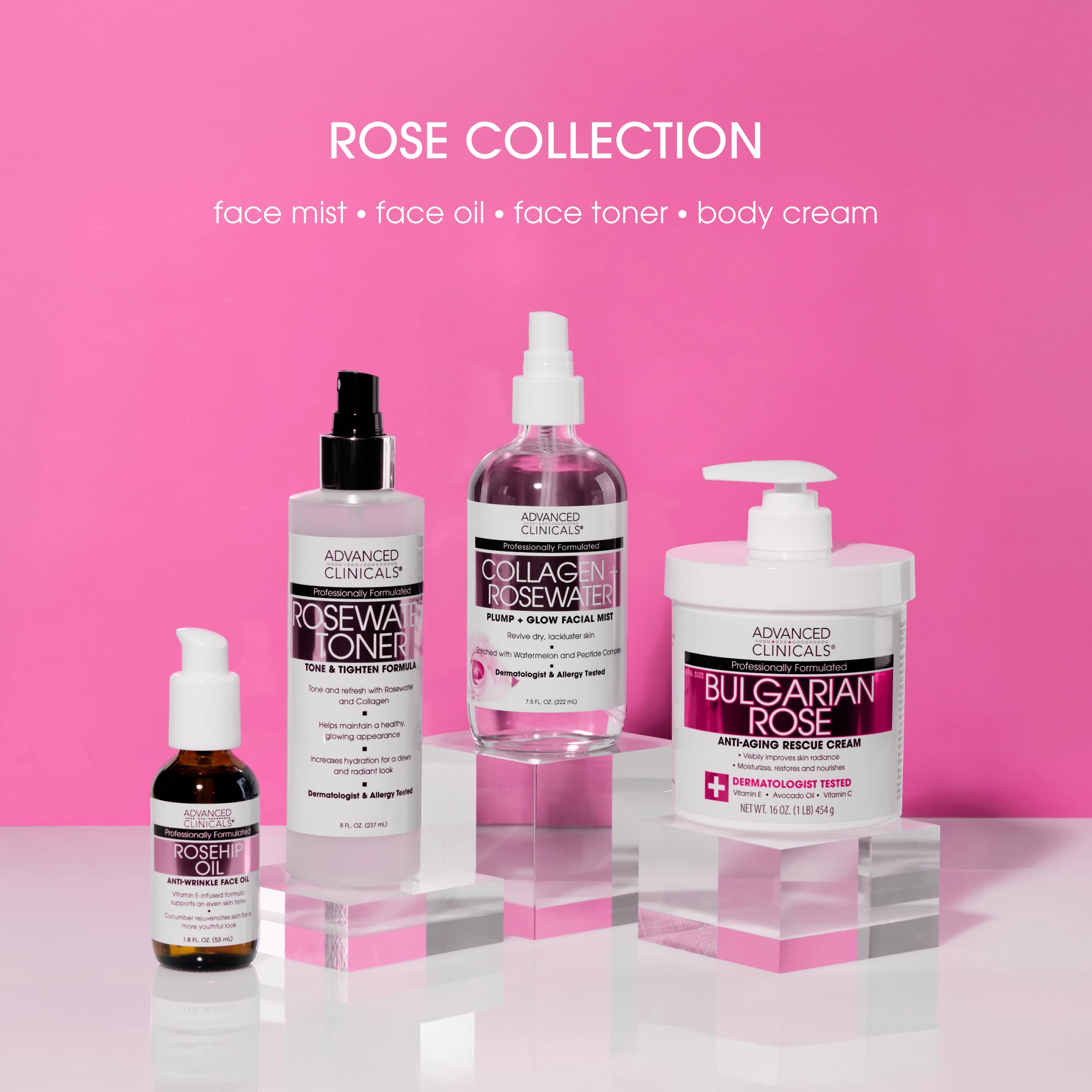 Advanced Clinicals Bulgarian Rose Lotion on arms shows soft, hydrated texture.