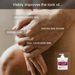 Bulgarian Rose Lotion swirl conveys smooth, luxurious application.