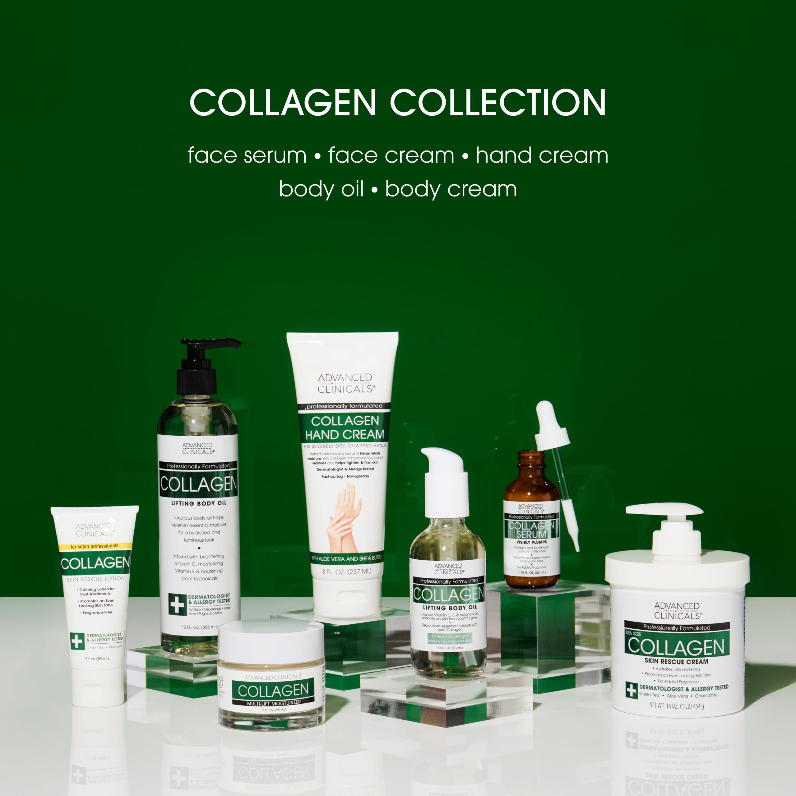 Advanced Clinicals Collagen Cream packaging with travel-size for easy transport.