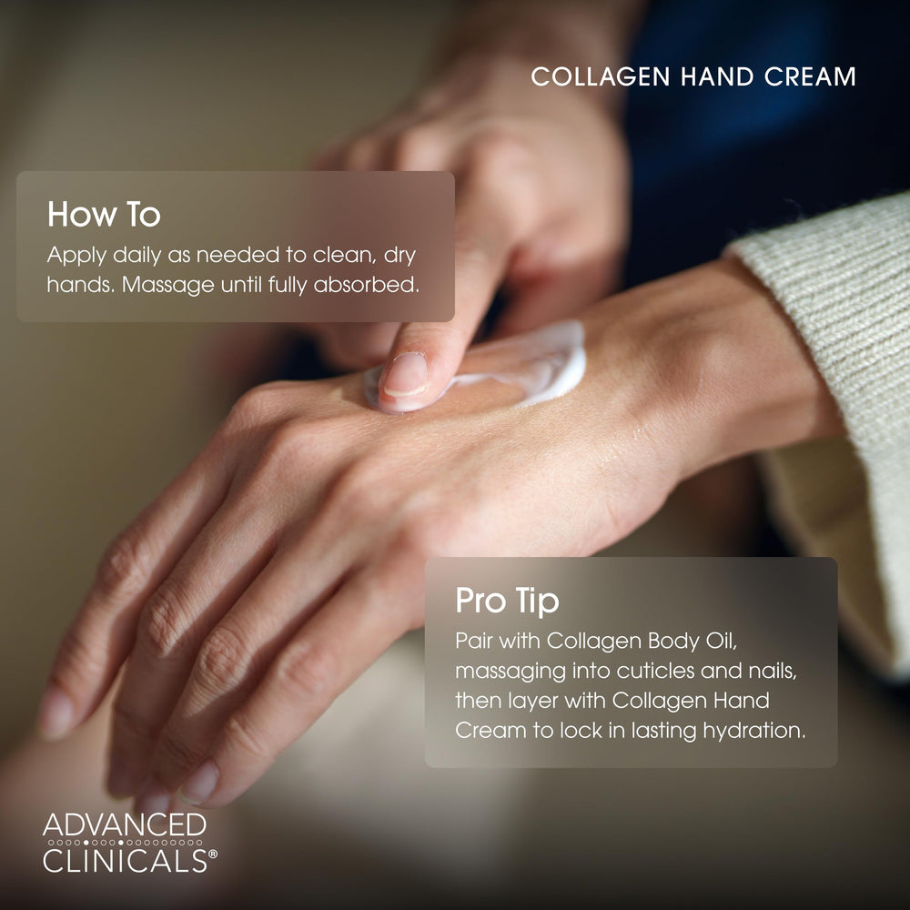 Shea butter detail emphasizes rich hydration in Advanced Clinicals collagen cream.
