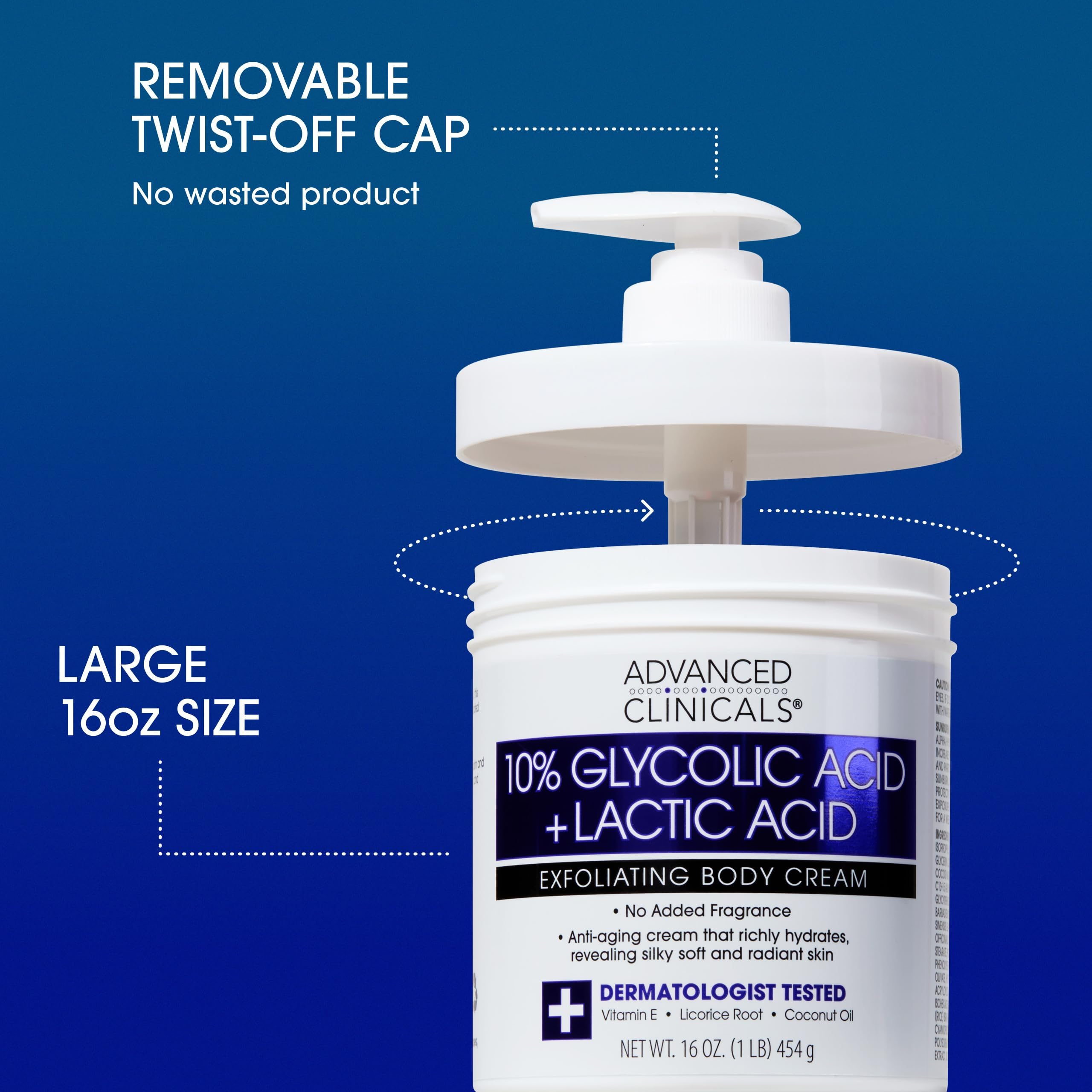 Advanced Clinicals cream texture closeup highlights velvety, non-greasy finish.
