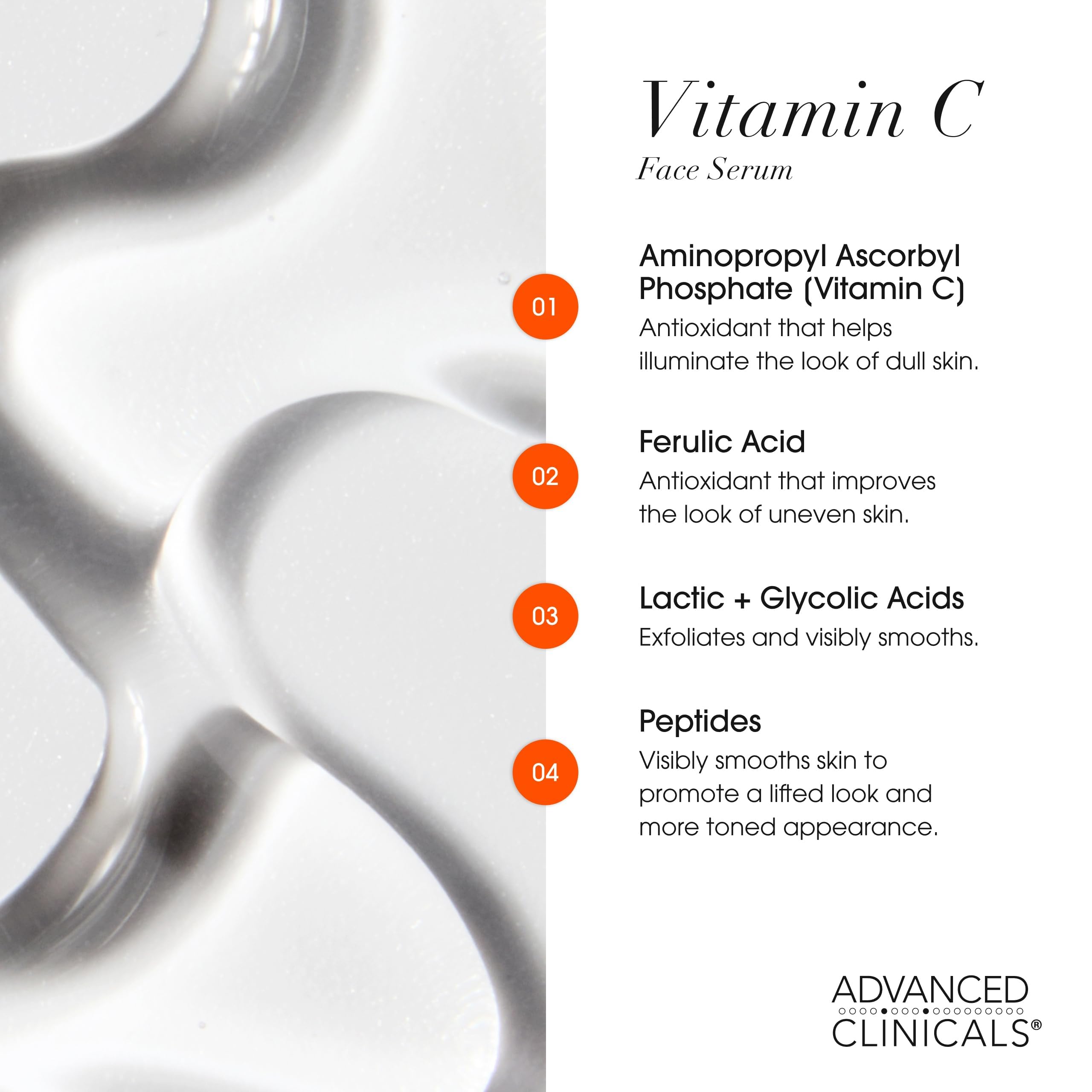 Advanced Clinicals glycolic lactic acid label highlights gentle exfoliation