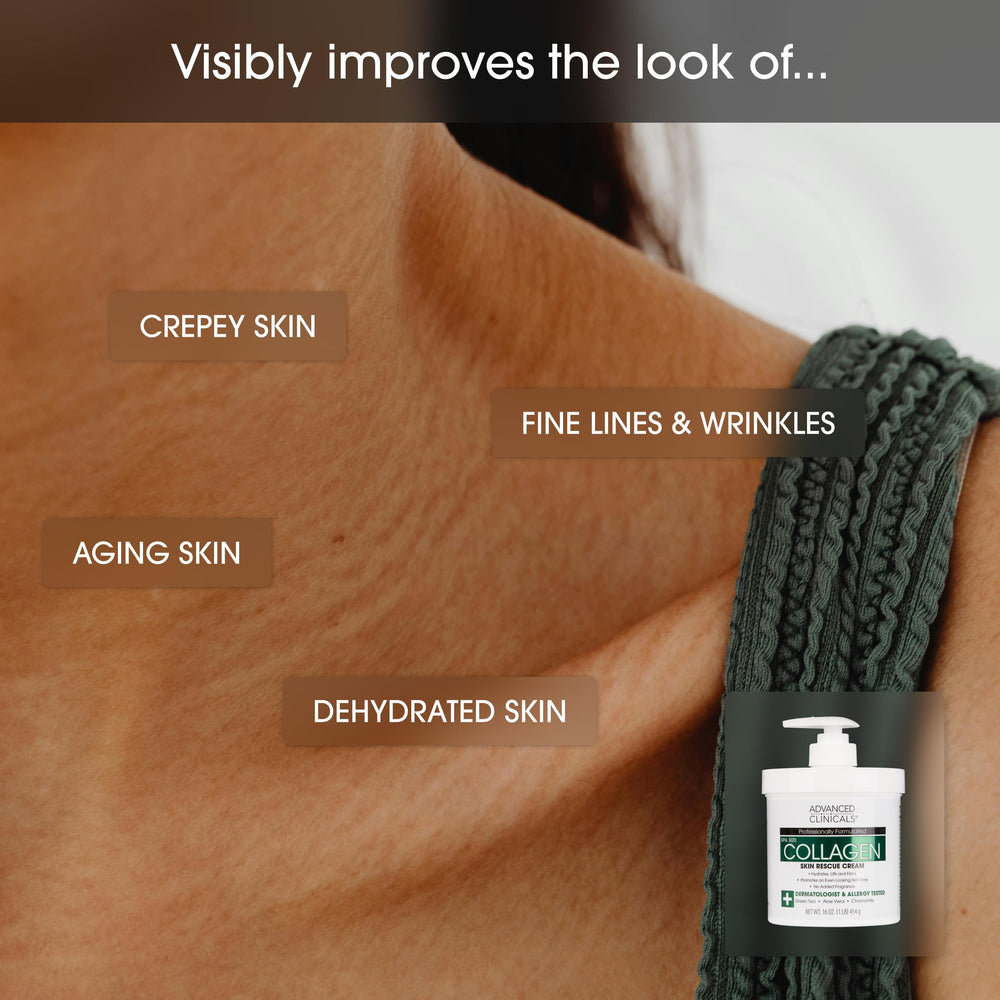 Packaging highlights green tea and vitamin E for hydration benefits.