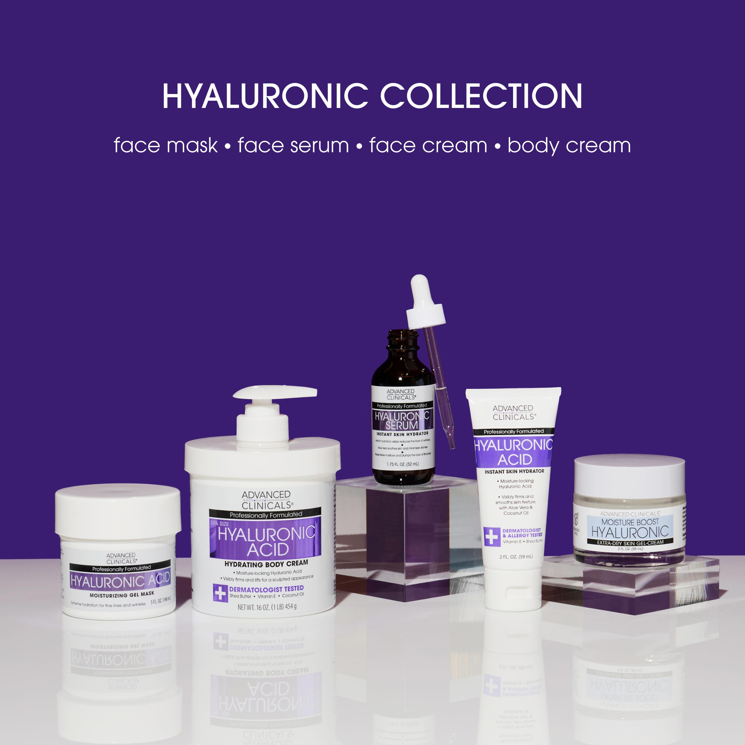 Advanced Clinicals Hyaluronic Acid Serum dry skin close-up showing smoother texture.