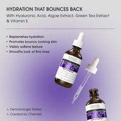 Advanced Clinicals Hyaluronic Acid Serum gel texture close-up shows lightweight hydration.