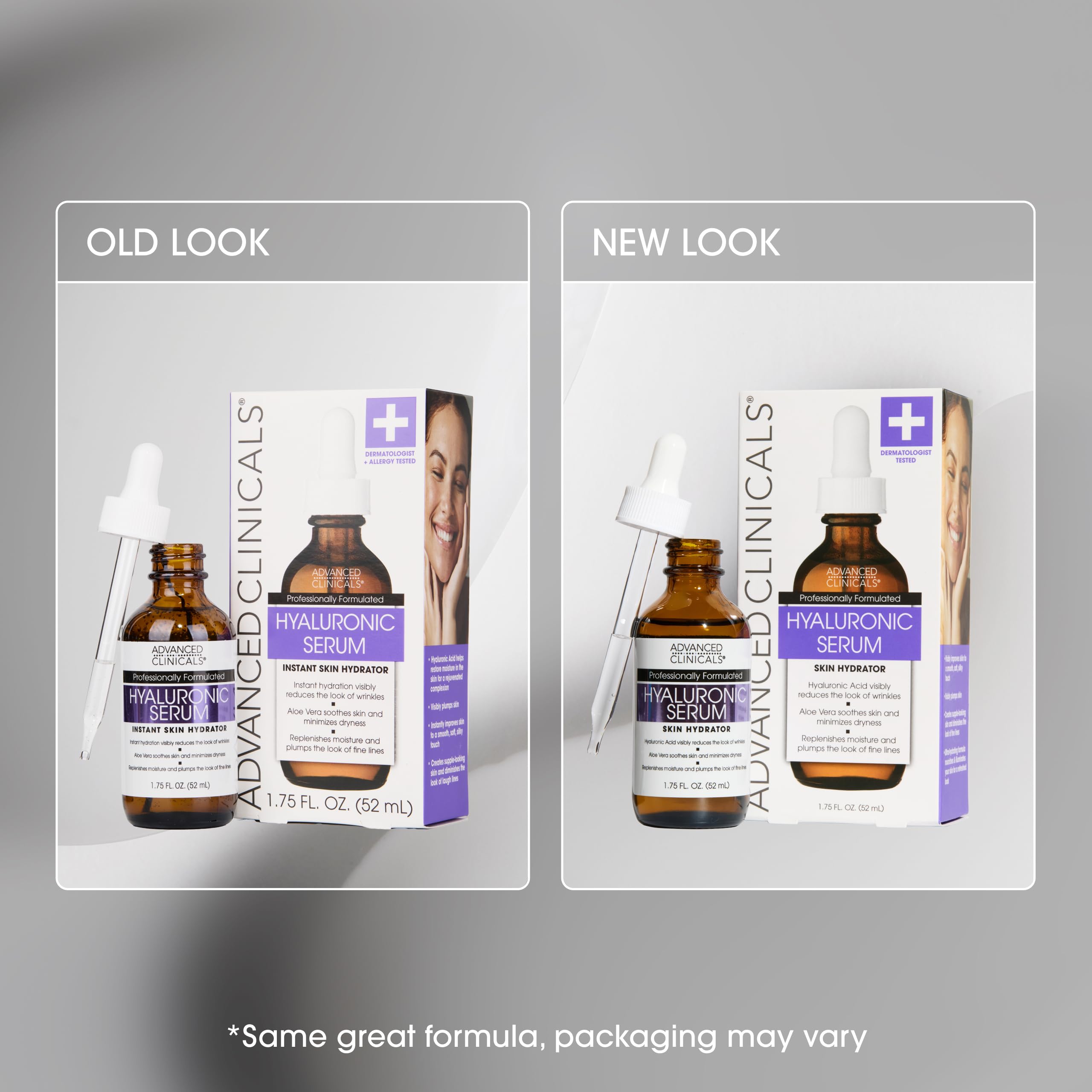Advanced Clinicals Hyaluronic Acid Serum packaging showing 1-75 oz size.