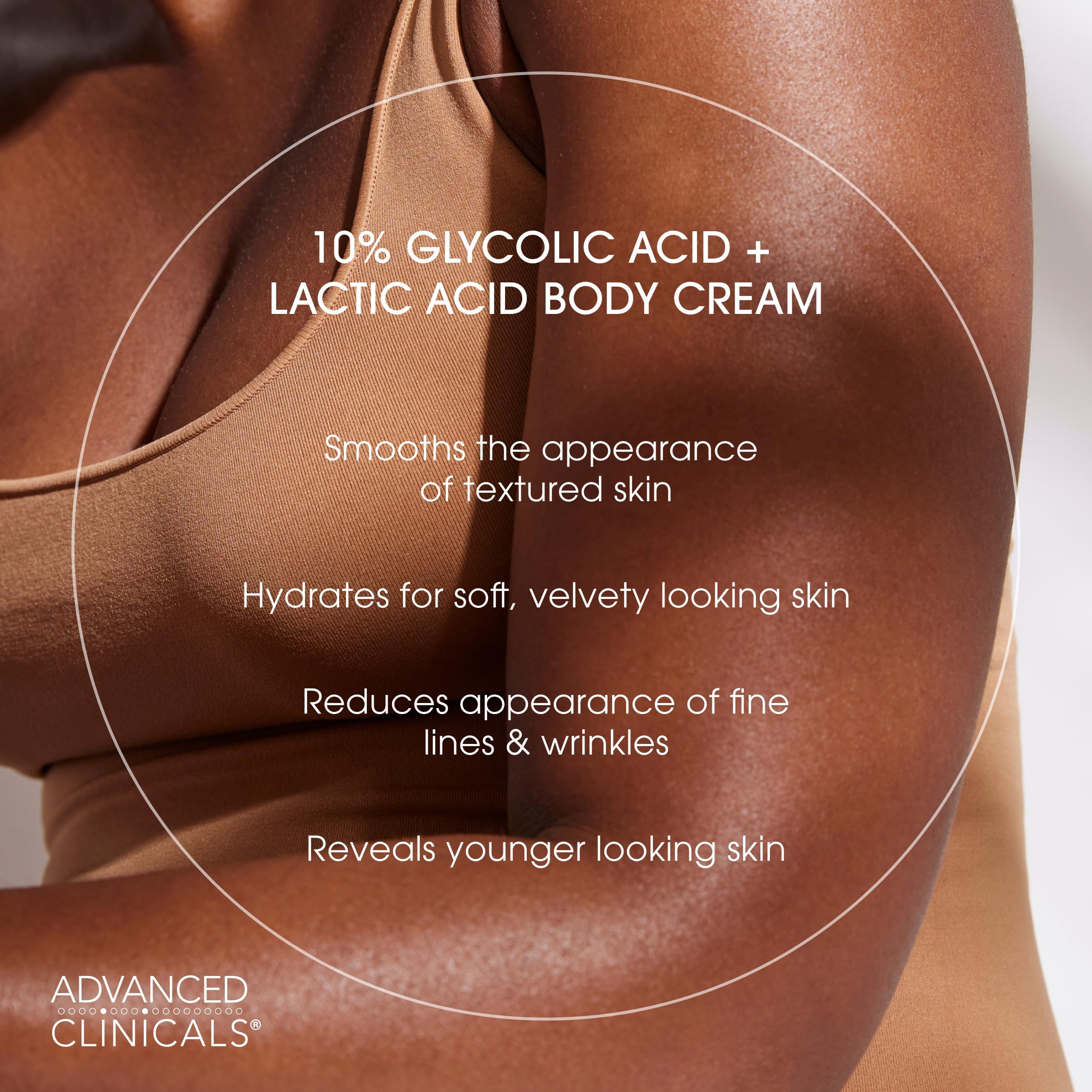 Advanced Clinicals ingredients panel highlights hyaluronic acid and licorice root for hydration and brightening.