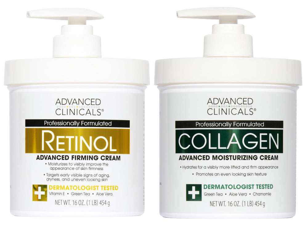 Advanced Clinicals retinol body cream bottle delivering rich hydration for smoother skin.