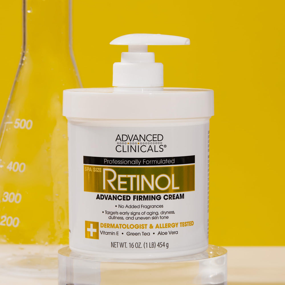 Advanced Clinicals retinol cream night routine on the face in soft lighting