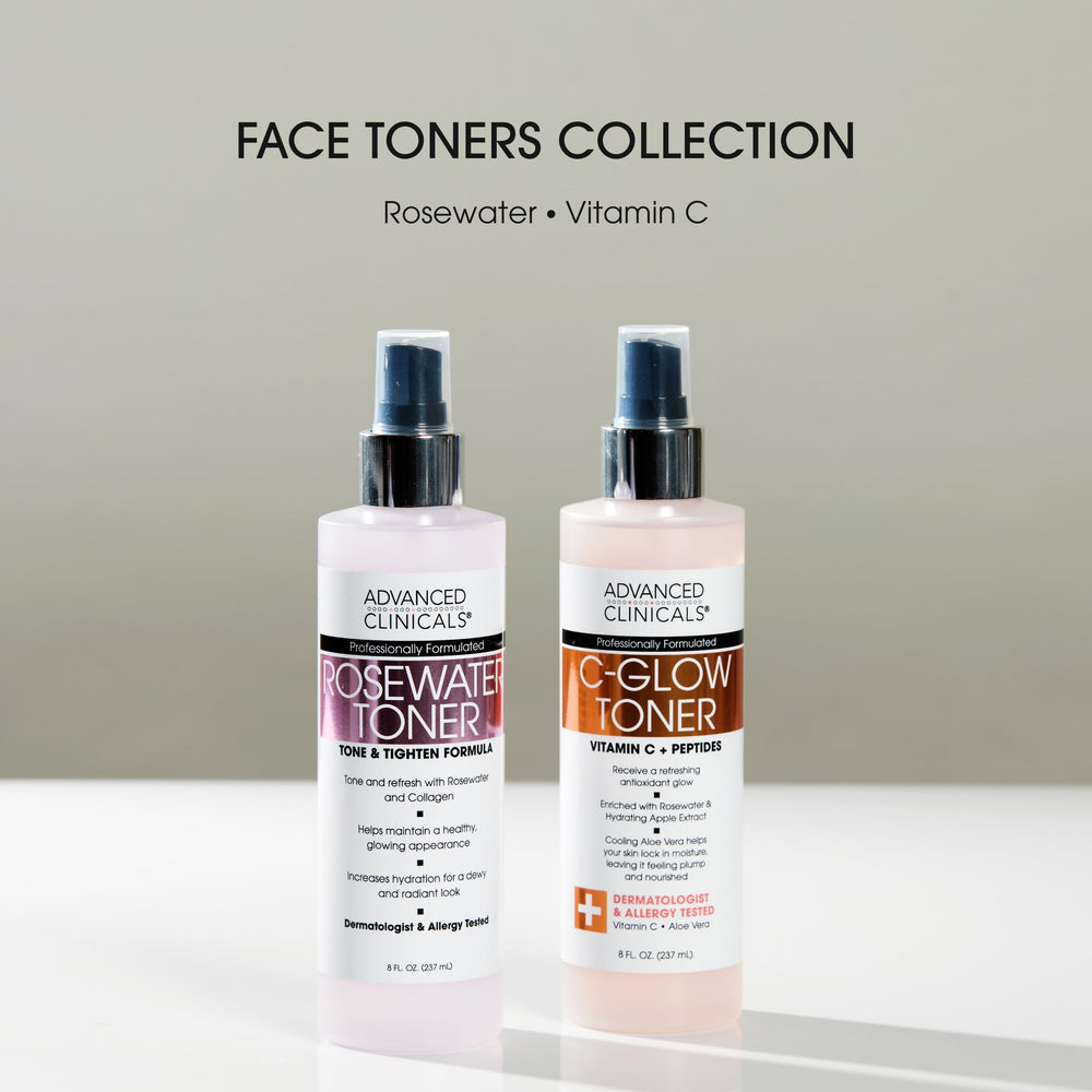 Daily routine shot featuring Advanced Clinicals Vitamin C Glow Facial Mist