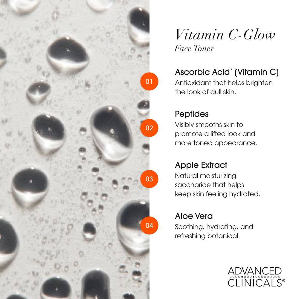 Ferulic acid-boosted Advanced Clinicals Vitamin C Glow Facial Mist supports balanced glow