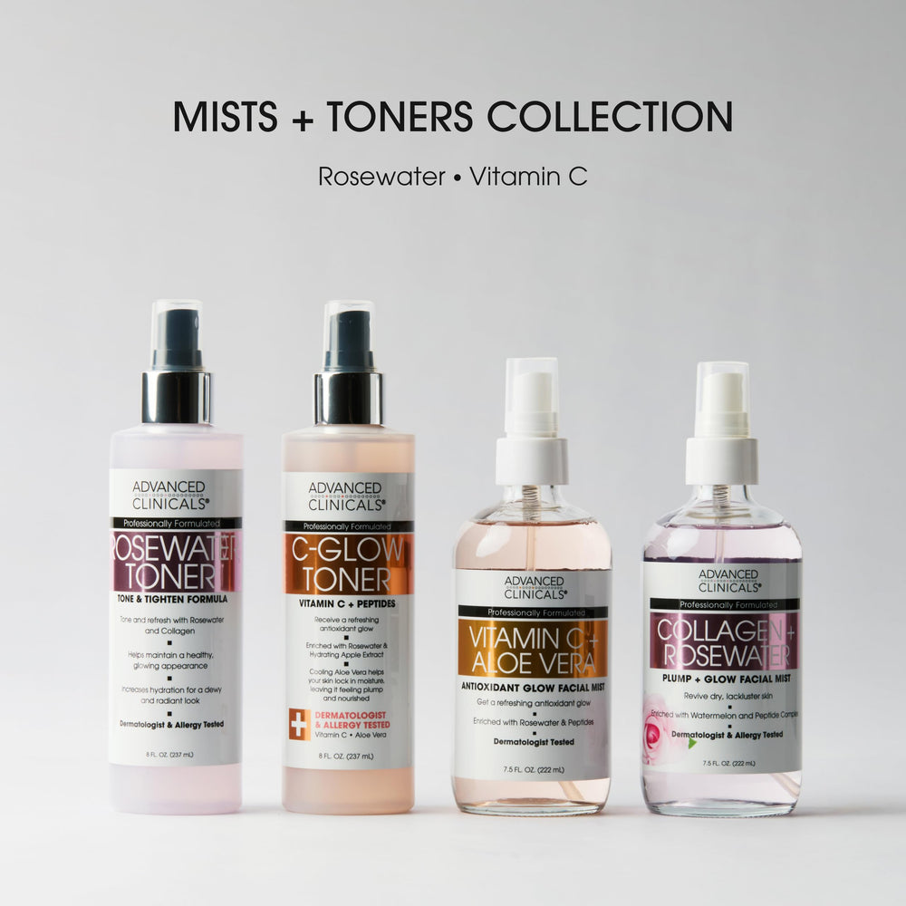 Applying Advanced Clinicals Vitamin C Glow Facial Mist to the face