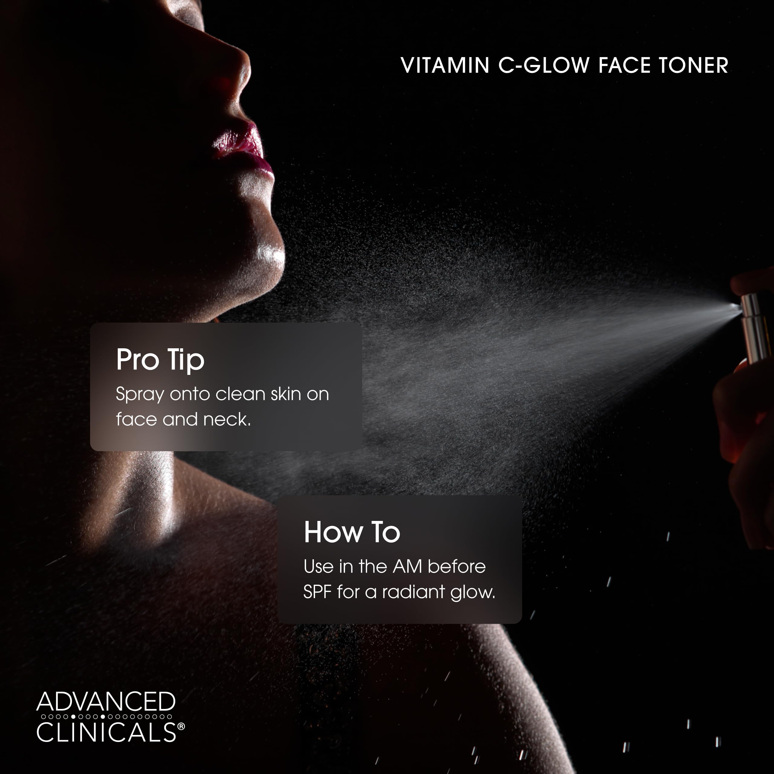 Peptide-rich Advanced Clinicals Vitamin C Glow Facial Mist provides nourishment